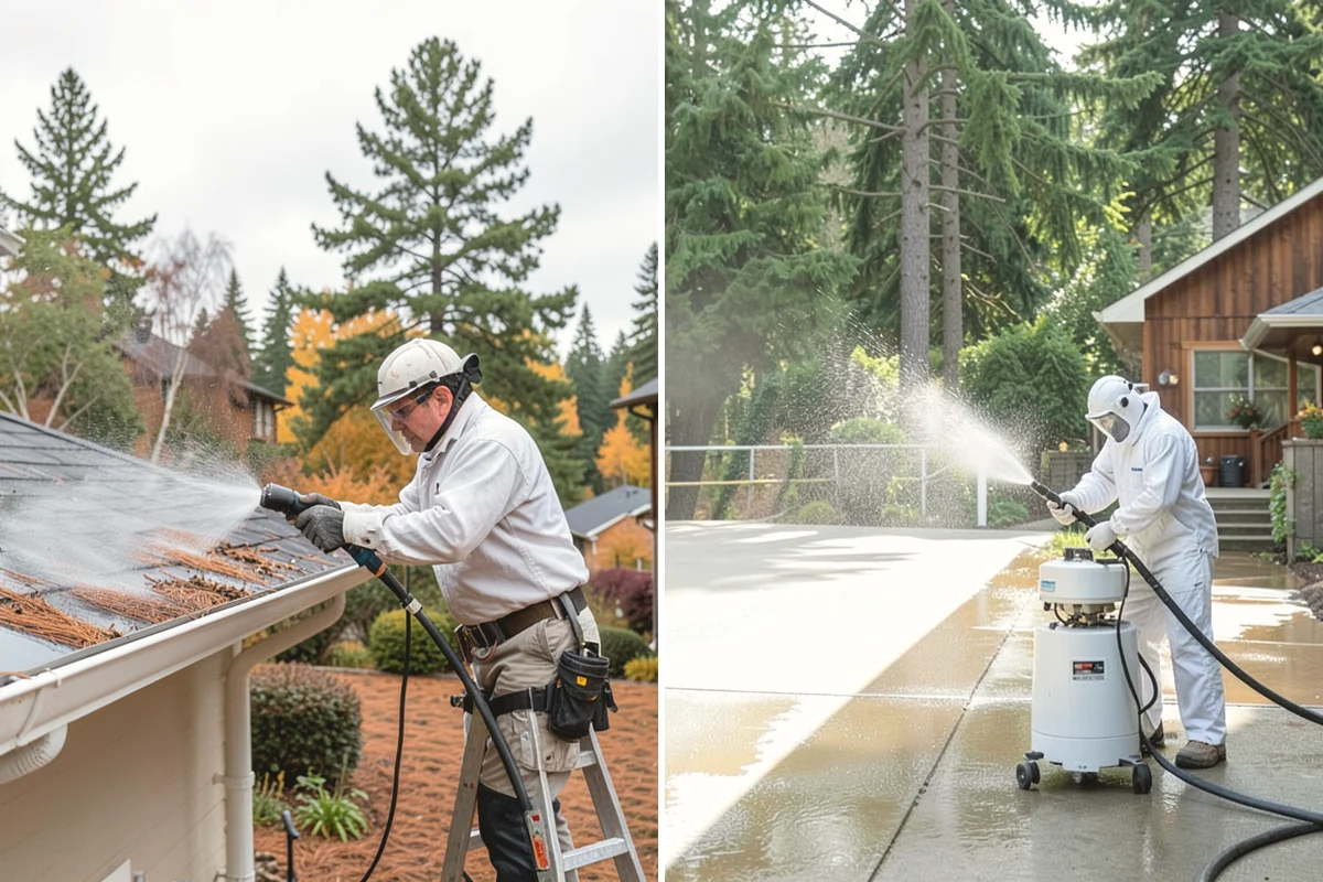 Sidewalk Gum Removal in Steilacoom, Pierce County, WA - Mark and count gum spots along the walkway