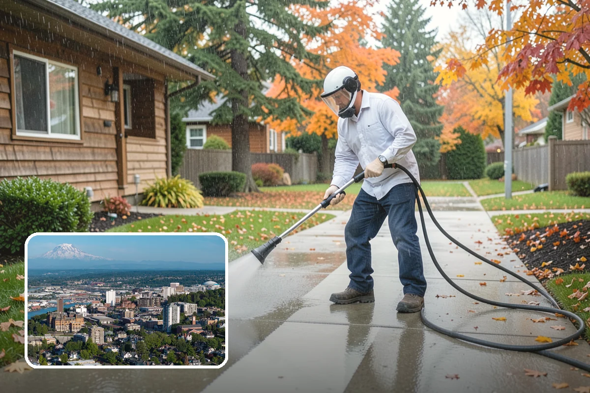 Sidewalk Gum Removal in Tacoma, Pierce County, WA - Removes unsightly black gum spots completely