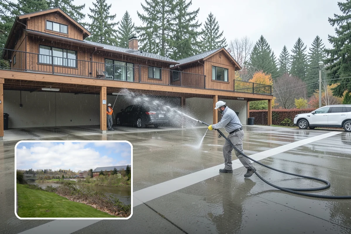 Sidewalk Gum Removal in Tukwila, King County, WA - Removes unsightly black gum spots completely