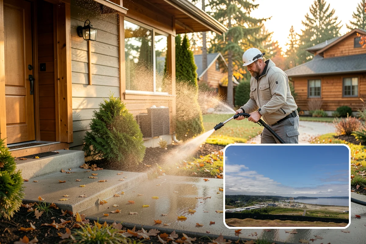 Sidewalk Gum Removal in University Place, Pierce County, WA - Removes unsightly black gum spots completely