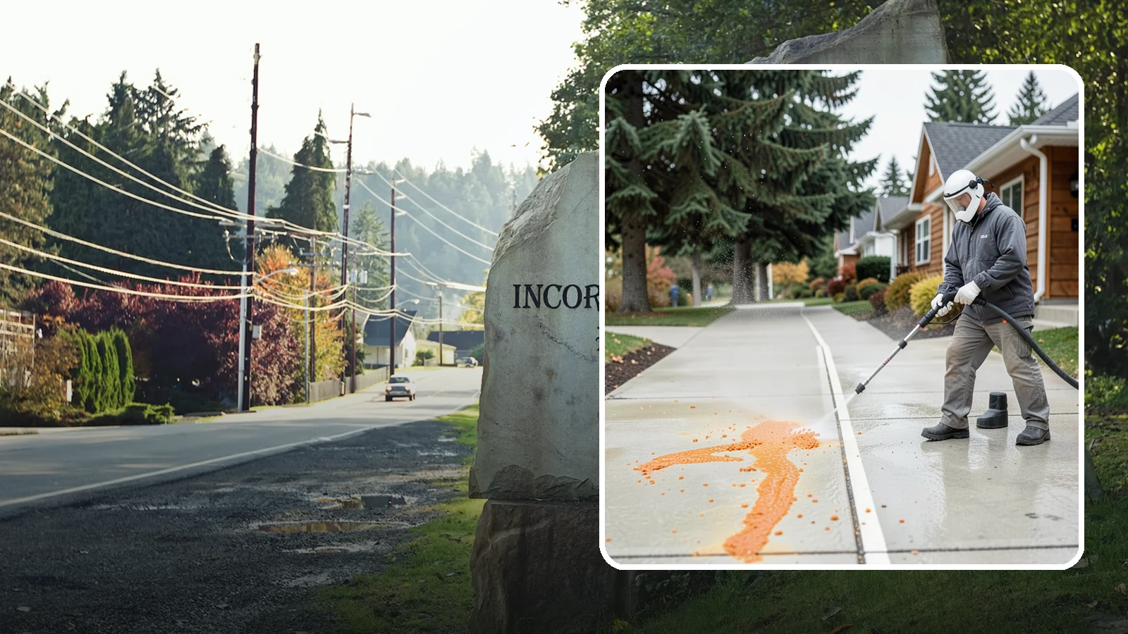 Sidewalk Gum Removal in Wilkeson, Pierce County, WA - We blast away stuck-on gum from Washington commercial sidewalks, leaving smooth, spot-free walkways for your customers.