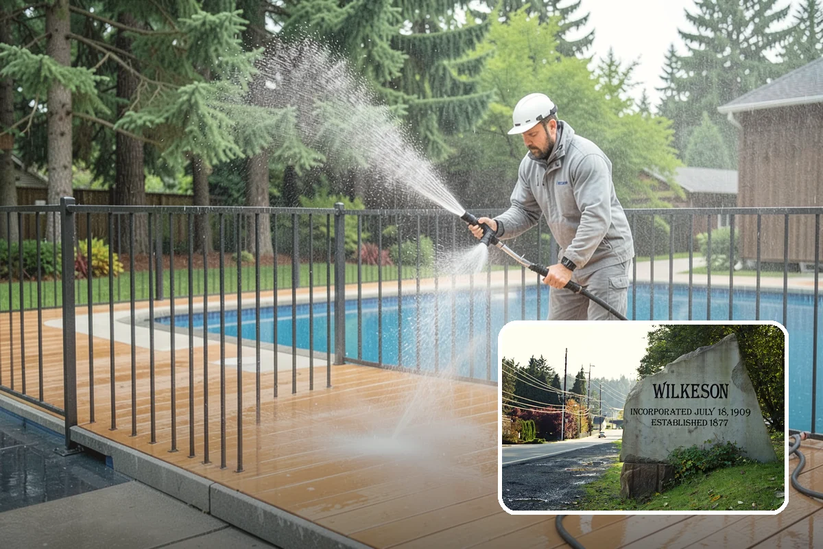 Sidewalk Gum Removal in Wilkeson, Pierce County, WA - Removes unsightly black gum spots completely