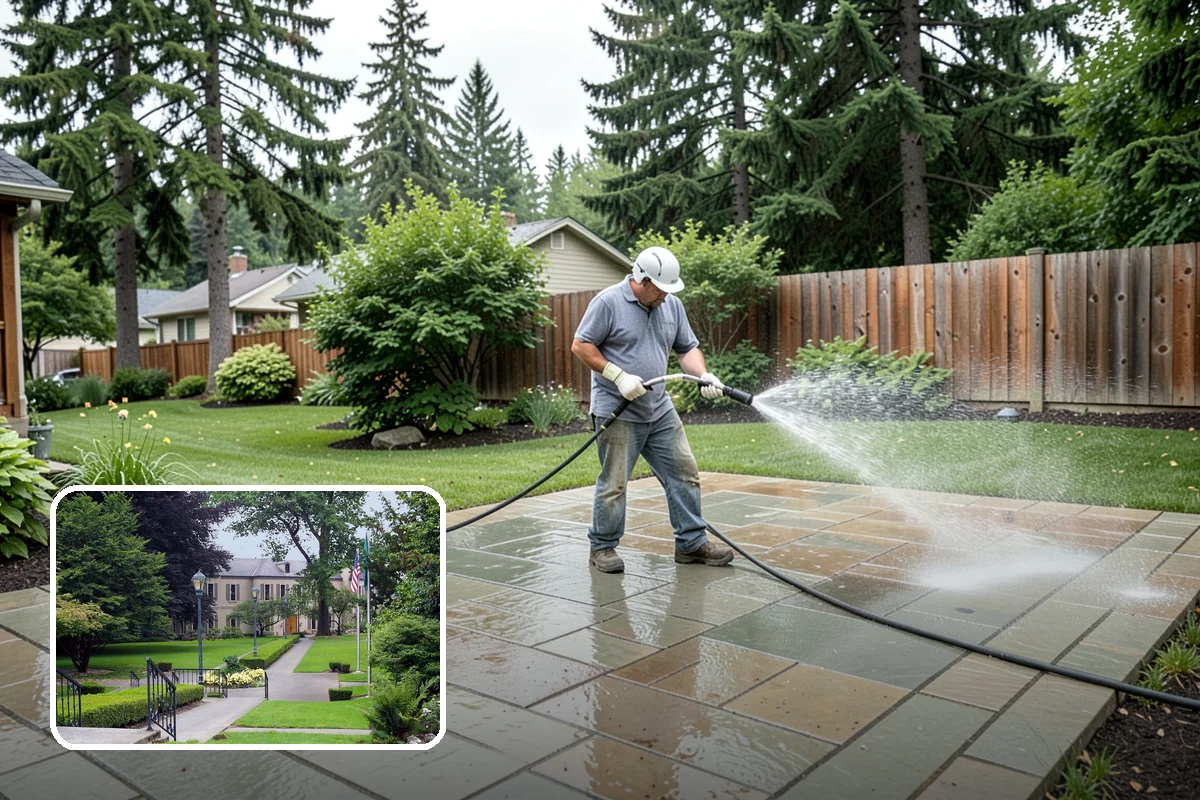Sidewalk Gum Removal in Woodinville, King County, WA - Removes unsightly black gum spots completely