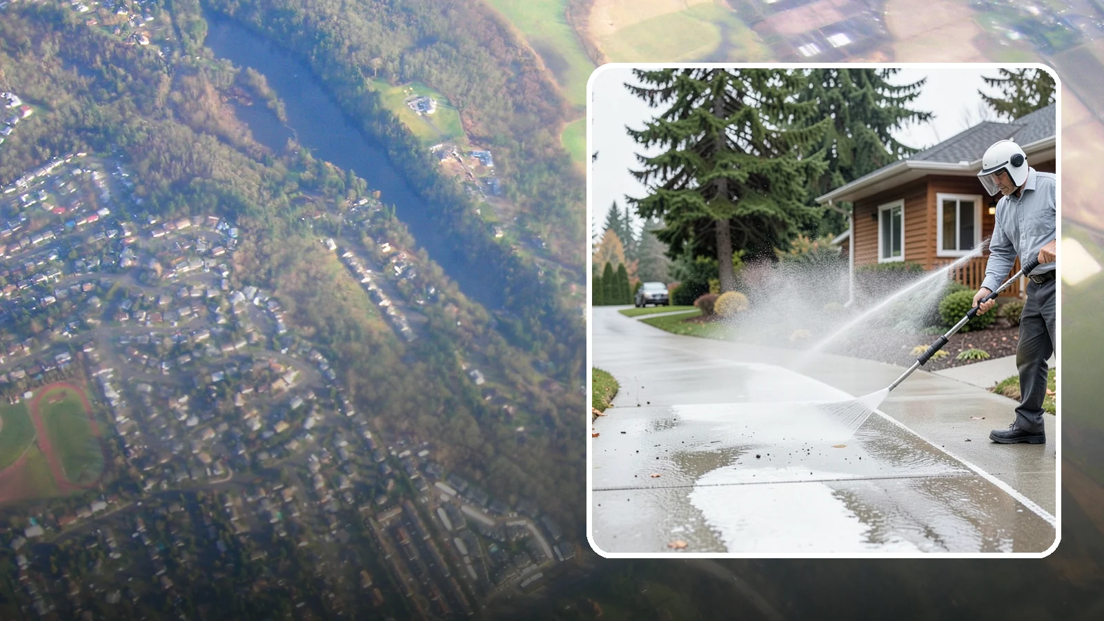 Sidewalk Pressure Washing in Algona, King County, WA - Restore slick, moss-darkened Washington sidewalks to safe, even concrete with a controlled pressure wash.