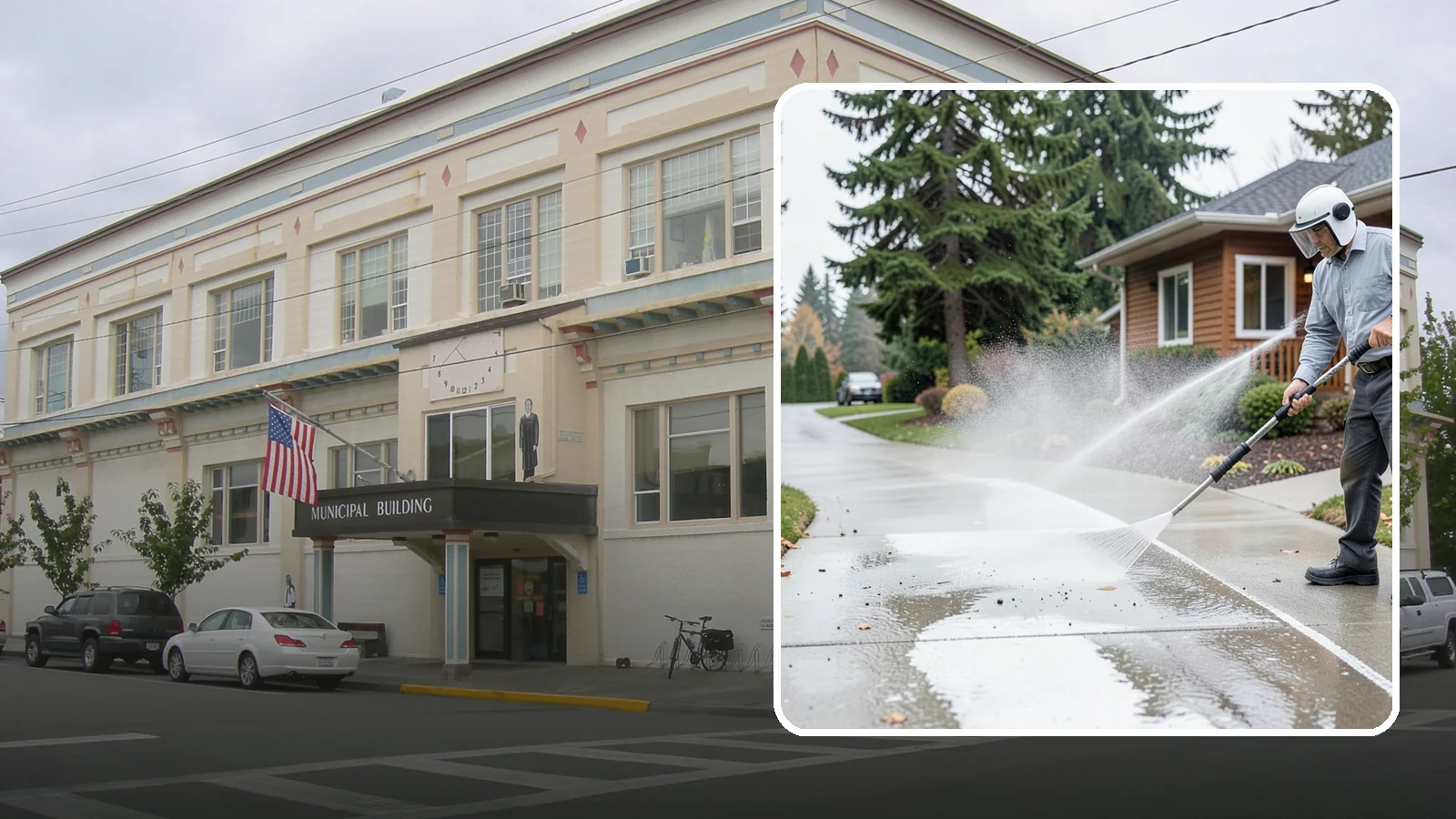 Sidewalk Pressure Washing in Anacortes, Skagit County, WA - Restore slick, moss-darkened Washington sidewalks to safe, even concrete with a controlled pressure wash.