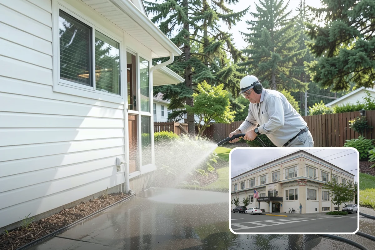 Sidewalk Pressure Washing in Anacortes, Skagit County, WA - Eliminates the slick algae film that causes winter slips