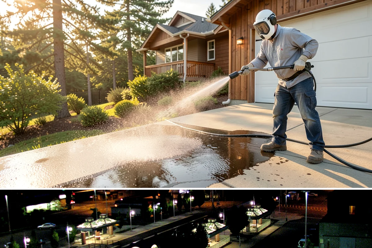 Sidewalk Pressure Washing in Auburn, King County, WA - Late spring through early fall is ideal, once the heaviest rains ease and the concrete can dry between passes.