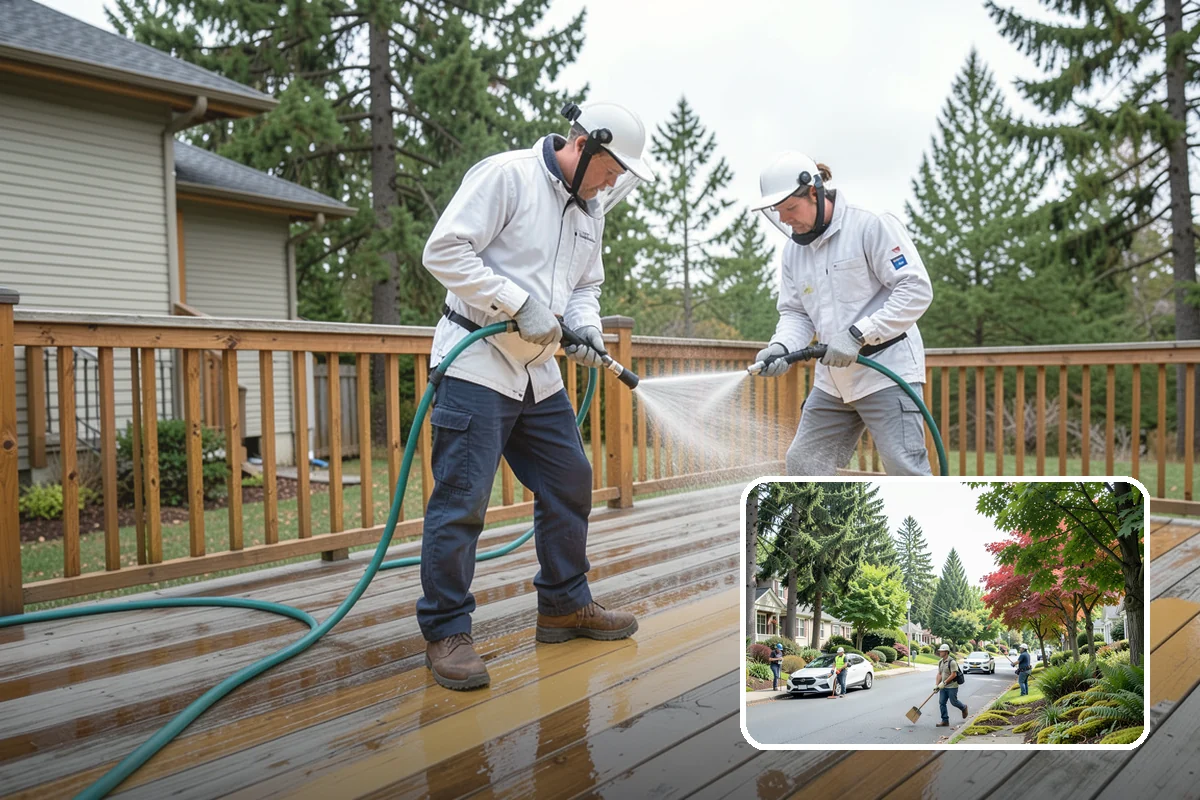 Sidewalk Pressure Washing in Beaux Arts Village, King County, WA - Eliminates the slick algae film that causes winter slips