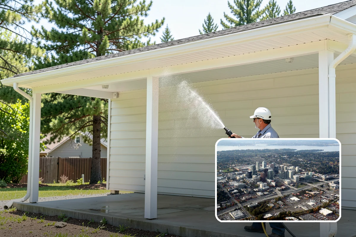 Sidewalk Pressure Washing in Bellevue, King County, WA - Eliminates the slick algae film that causes winter slips