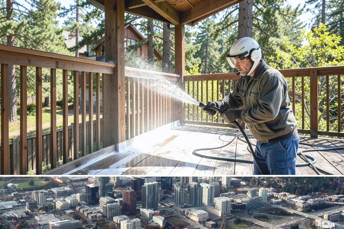 Sidewalk Pressure Washing in Bellevue, King County, WA - Late spring through early fall is ideal, once the heaviest rains ease and the concrete can dry between passes.