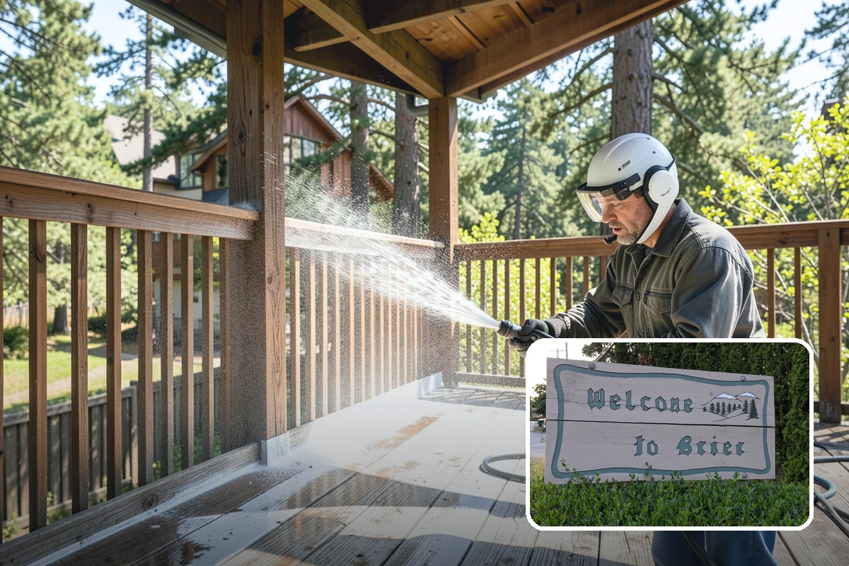 Sidewalk Pressure Washing in Brier, Snohomish County, WA - Eliminates the slick algae film that causes winter slips