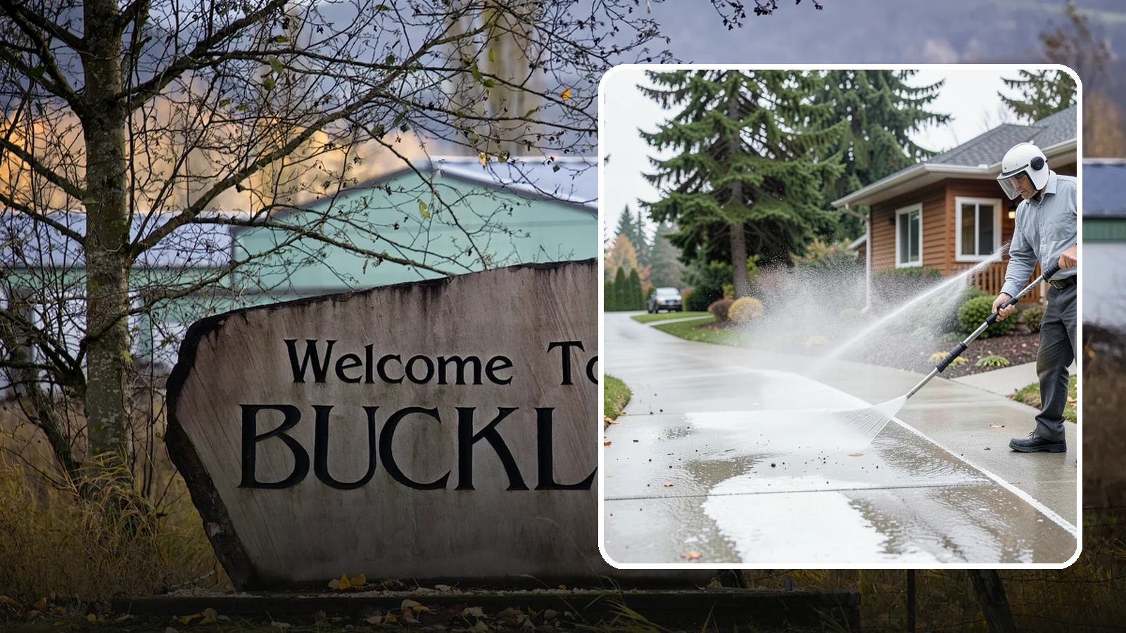 Sidewalk Pressure Washing in Buckley, Pierce County, WA - Restore slick, moss-darkened Washington sidewalks to safe, even concrete with a controlled pressure wash.