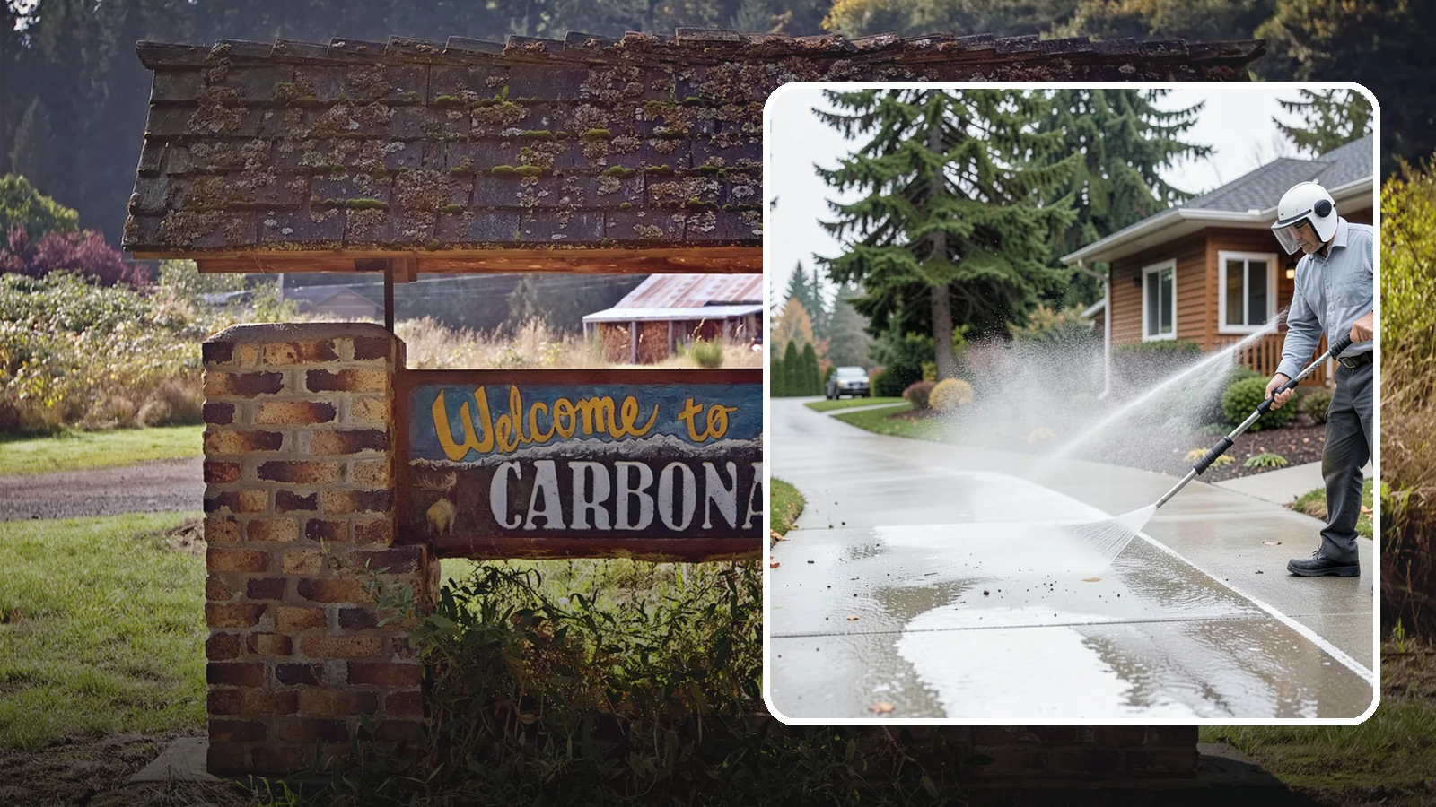 Sidewalk Pressure Washing in Carbonado, Pierce County, WA - Restore slick, moss-darkened Washington sidewalks to safe, even concrete with a controlled pressure wash.