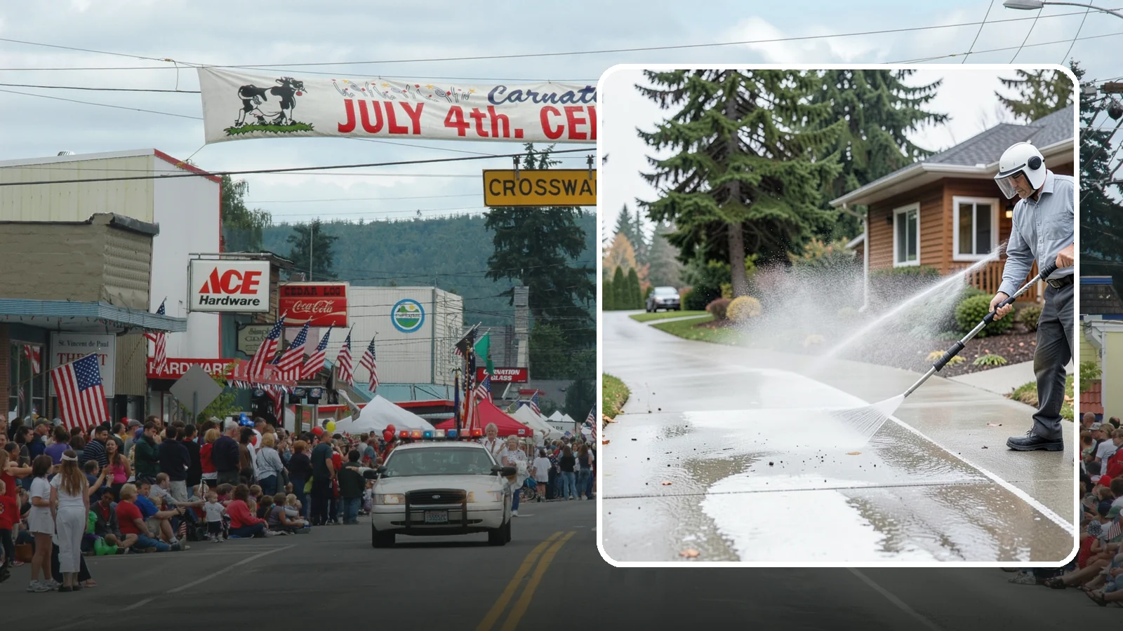 Sidewalk Pressure Washing in Carnation, King County, WA - Restore slick, moss-darkened Washington sidewalks to safe, even concrete with a controlled pressure wash.