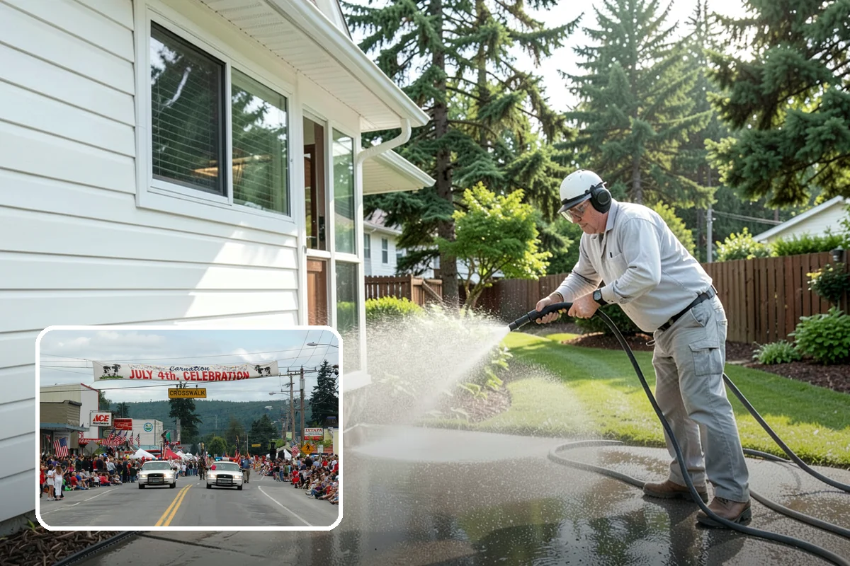 Sidewalk Pressure Washing in Carnation, King County, WA - Eliminates the slick algae film that causes winter slips
