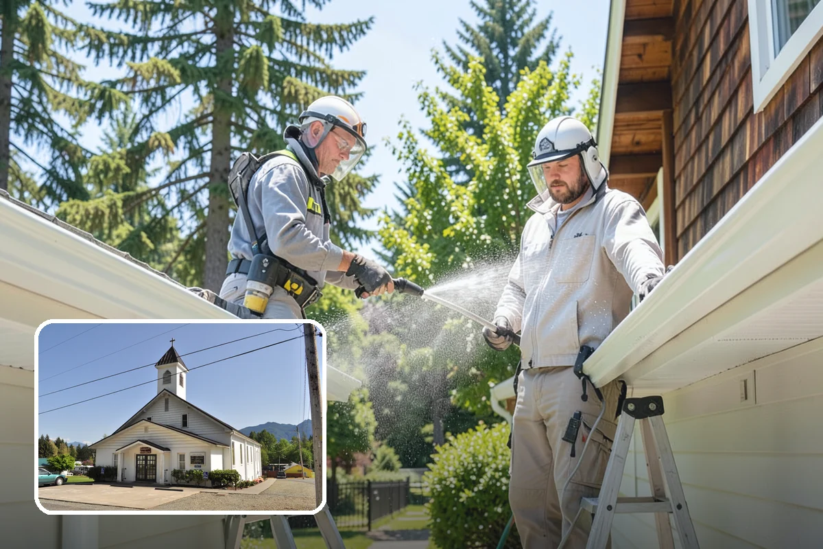 Sidewalk Pressure Washing in Concrete, Skagit County, WA - Eliminates the slick algae film that causes winter slips