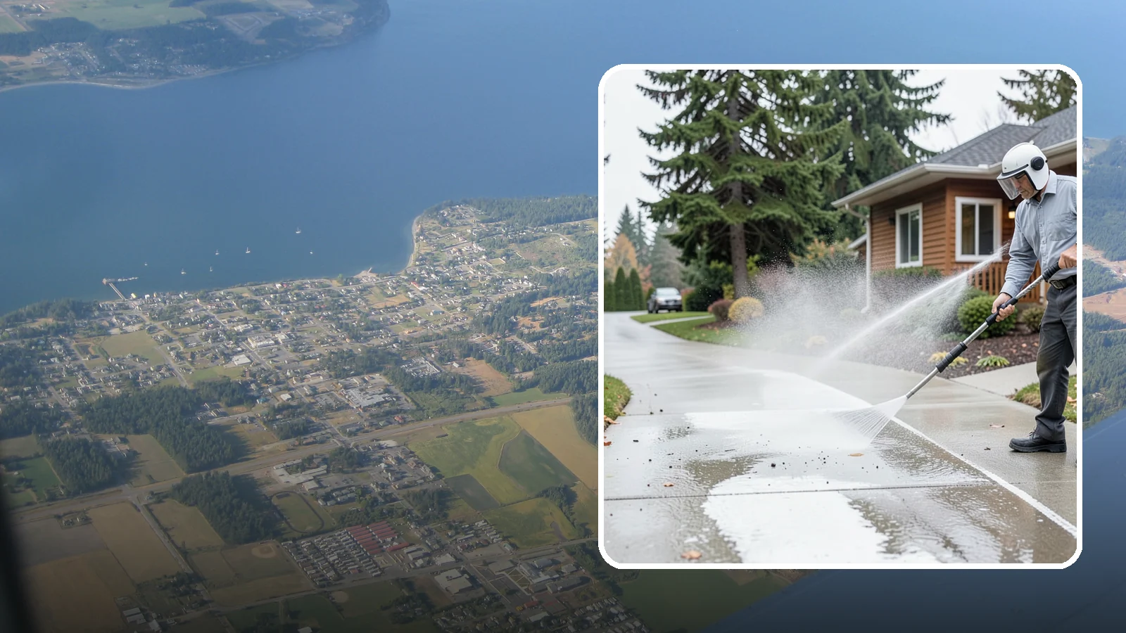 Sidewalk Pressure Washing in Coupeville, Island County, WA - Restore slick, moss-darkened Washington sidewalks to safe, even concrete with a controlled pressure wash.