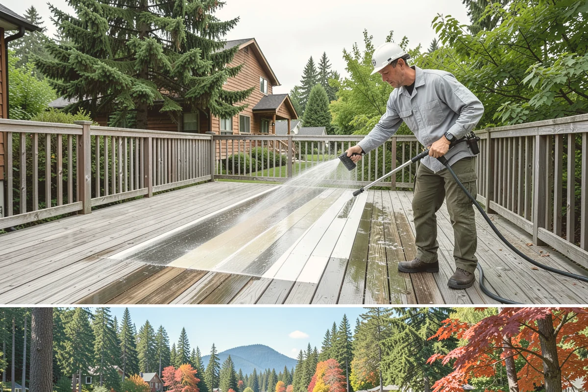 Sidewalk Pressure Washing in Covington, King County, WA - Late spring through early fall is ideal, once the heaviest rains ease and the concrete can dry between passes.