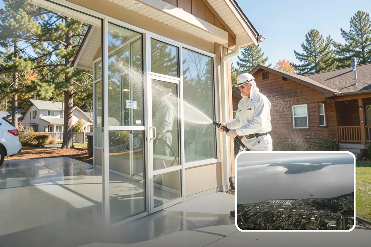 Sidewalk Pressure Washing in Des Moines, King County, WA - Eliminates the slick algae film that causes winter slips