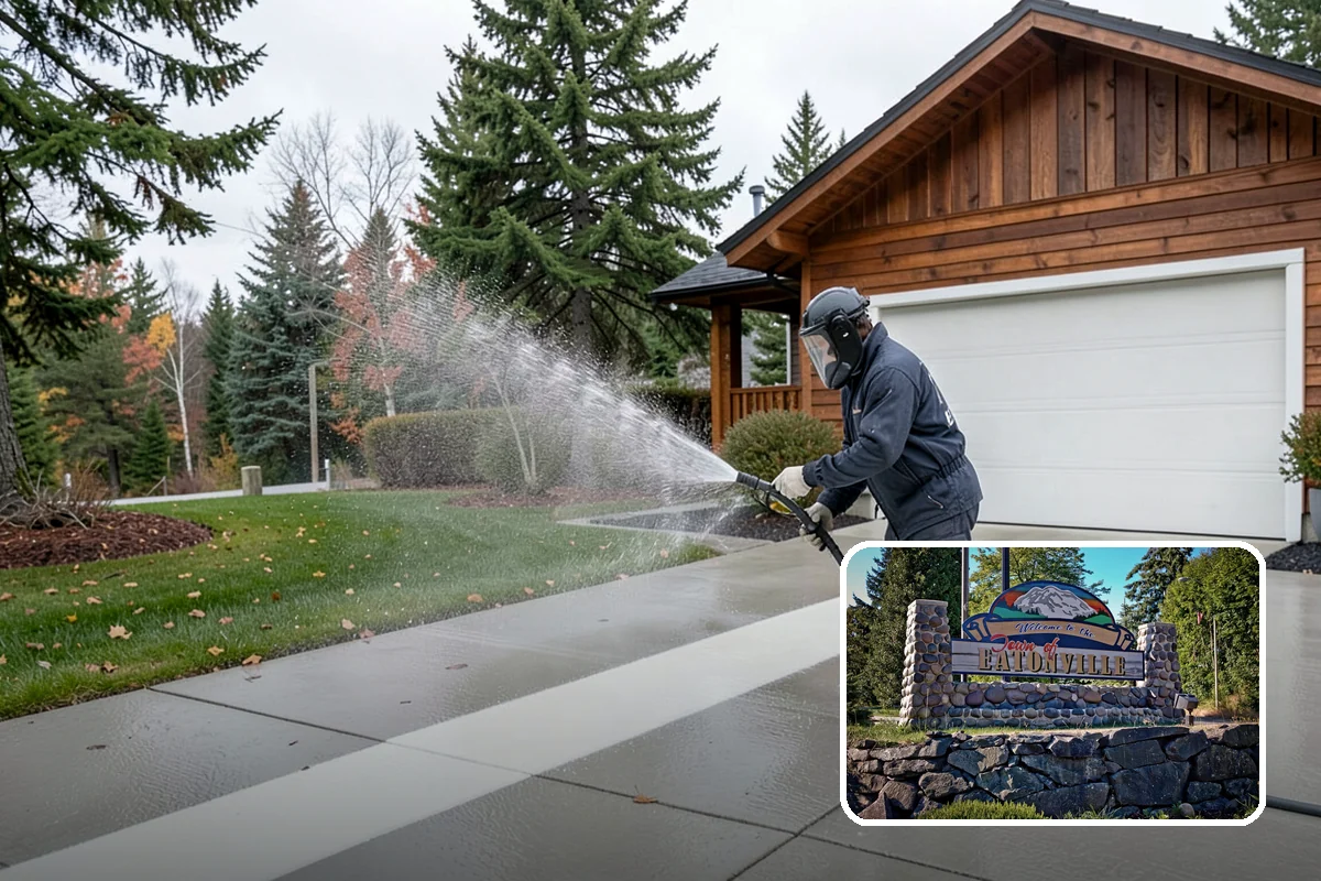 Sidewalk Pressure Washing in Eatonville, Pierce County, WA - Eliminates the slick algae film that causes winter slips