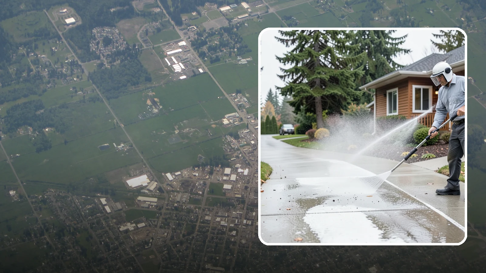 Sidewalk Pressure Washing in Enumclaw, King County, WA - Restore slick, moss-darkened Washington sidewalks to safe, even concrete with a controlled pressure wash.
