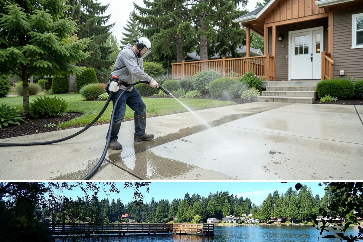 Sidewalk Pressure Washing in Federal Way, King County, WA - Late spring through early fall is ideal, once the heaviest rains ease and the concrete can dry between passes.