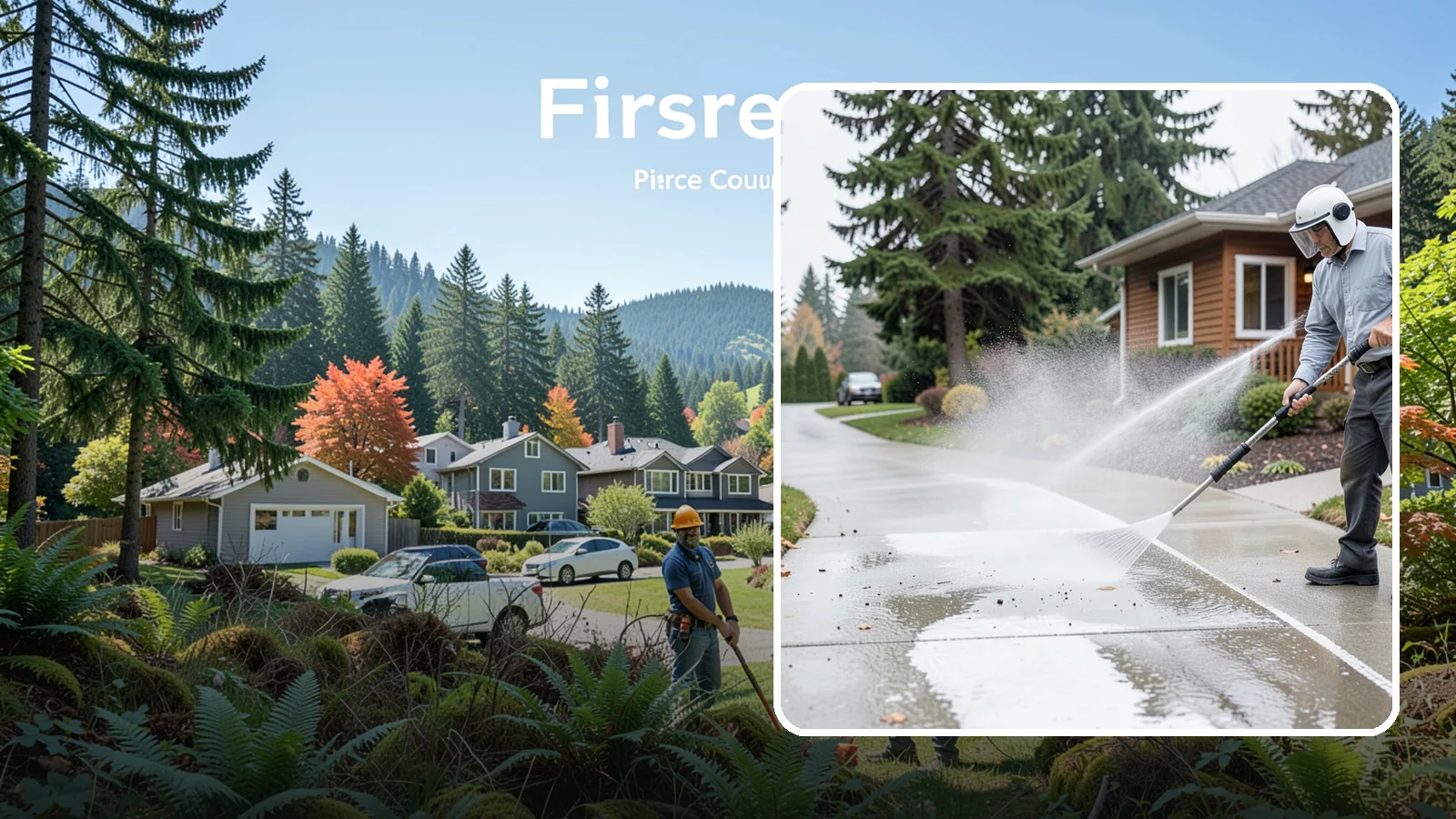 Sidewalk Pressure Washing in Fircrest, Pierce County, WA - Restore slick, moss-darkened Washington sidewalks to safe, even concrete with a controlled pressure wash.