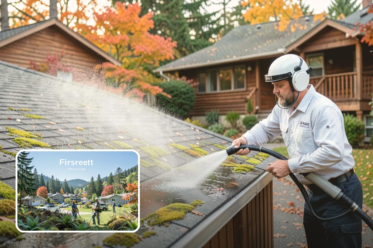 Sidewalk Pressure Washing in Fircrest, Pierce County, WA - Eliminates the slick algae film that causes winter slips