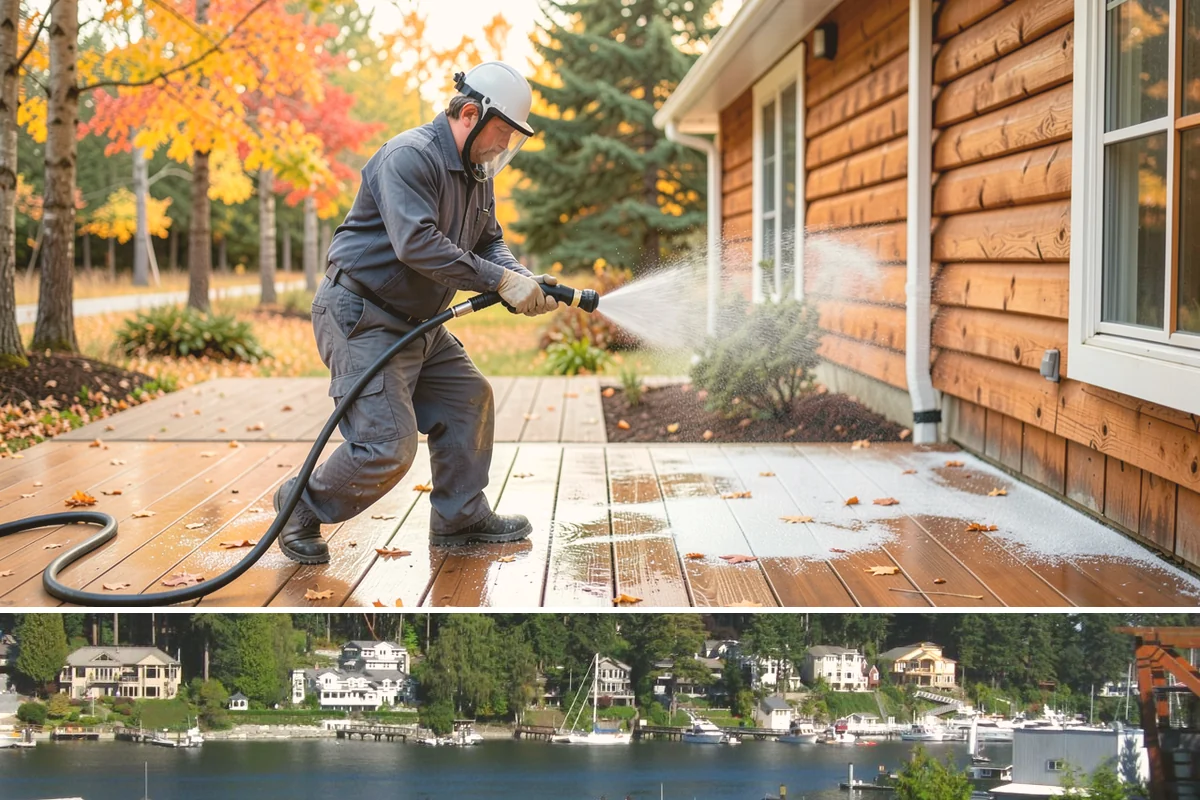 Sidewalk Pressure Washing in Gig Harbor, Pierce County, WA - Late spring through early fall is ideal, once the heaviest rains ease and the concrete can dry between passes.