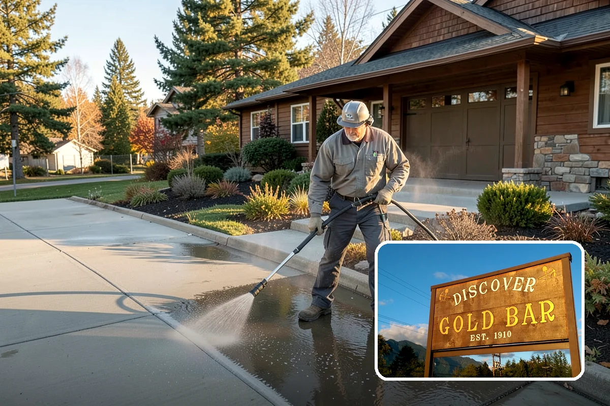 Sidewalk Pressure Washing in Gold Bar, Snohomish County, WA - Eliminates the slick algae film that causes winter slips