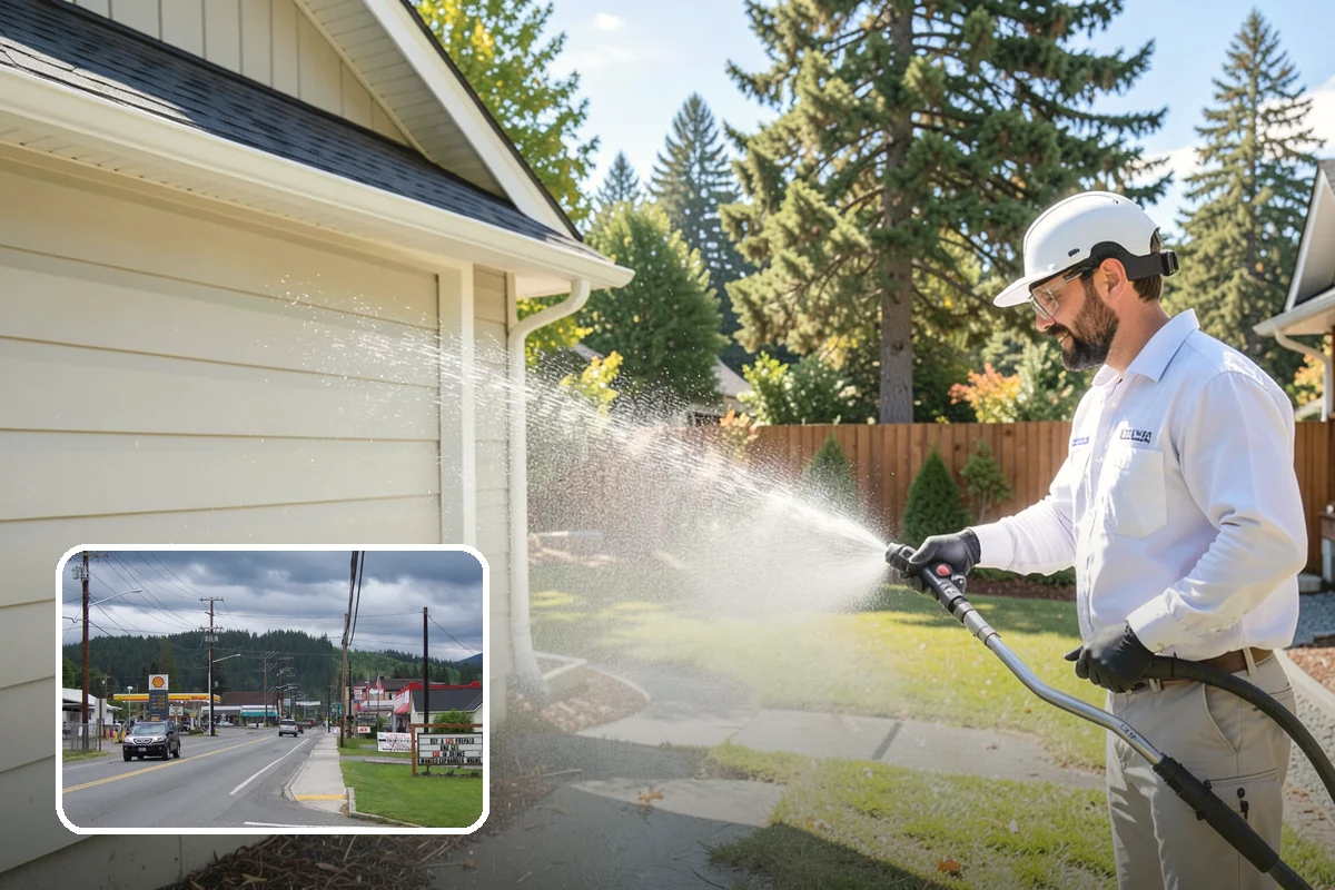 Sidewalk Pressure Washing in Granite Falls, Snohomish County, WA - Eliminates the slick algae film that causes winter slips