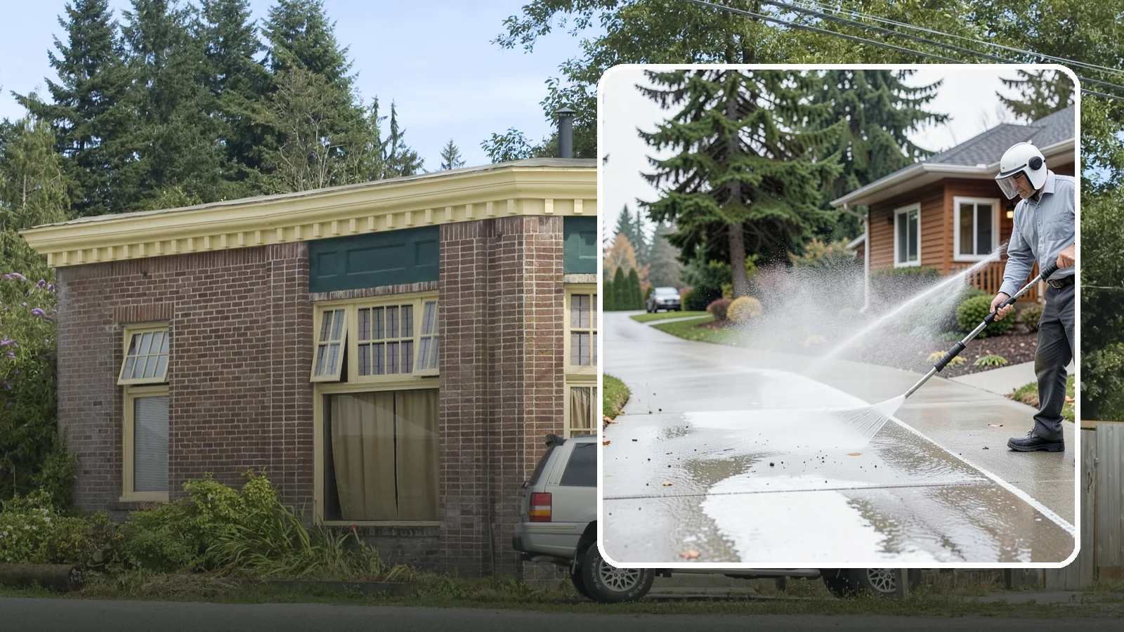 Sidewalk Pressure Washing in Hamilton, Skagit County, WA - Restore slick, moss-darkened Washington sidewalks to safe, even concrete with a controlled pressure wash.