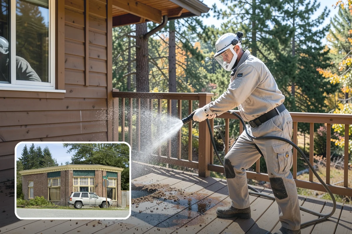 Sidewalk Pressure Washing in Hamilton, Skagit County, WA - Eliminates the slick algae film that causes winter slips