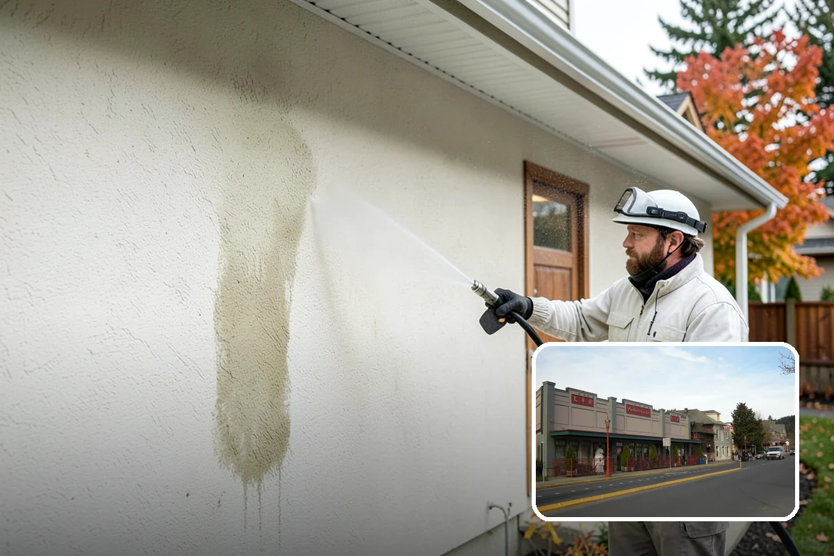 Sidewalk Pressure Washing in Issaquah, King County, WA - Eliminates the slick algae film that causes winter slips