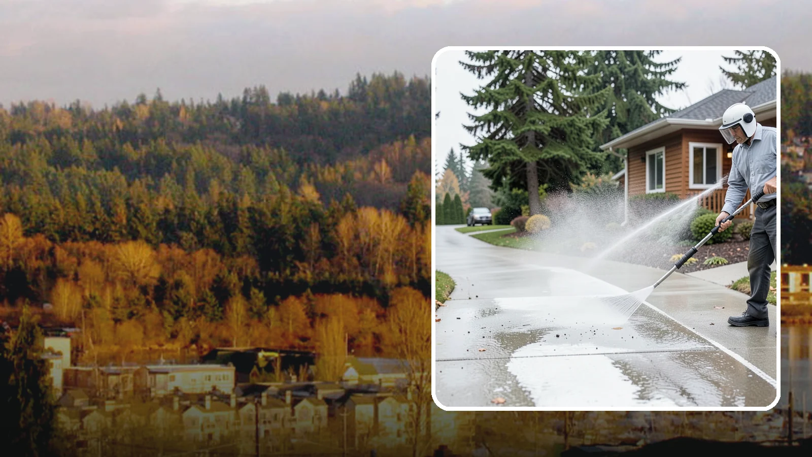 Sidewalk Pressure Washing in Kenmore, King County, WA - Restore slick, moss-darkened Washington sidewalks to safe, even concrete with a controlled pressure wash.