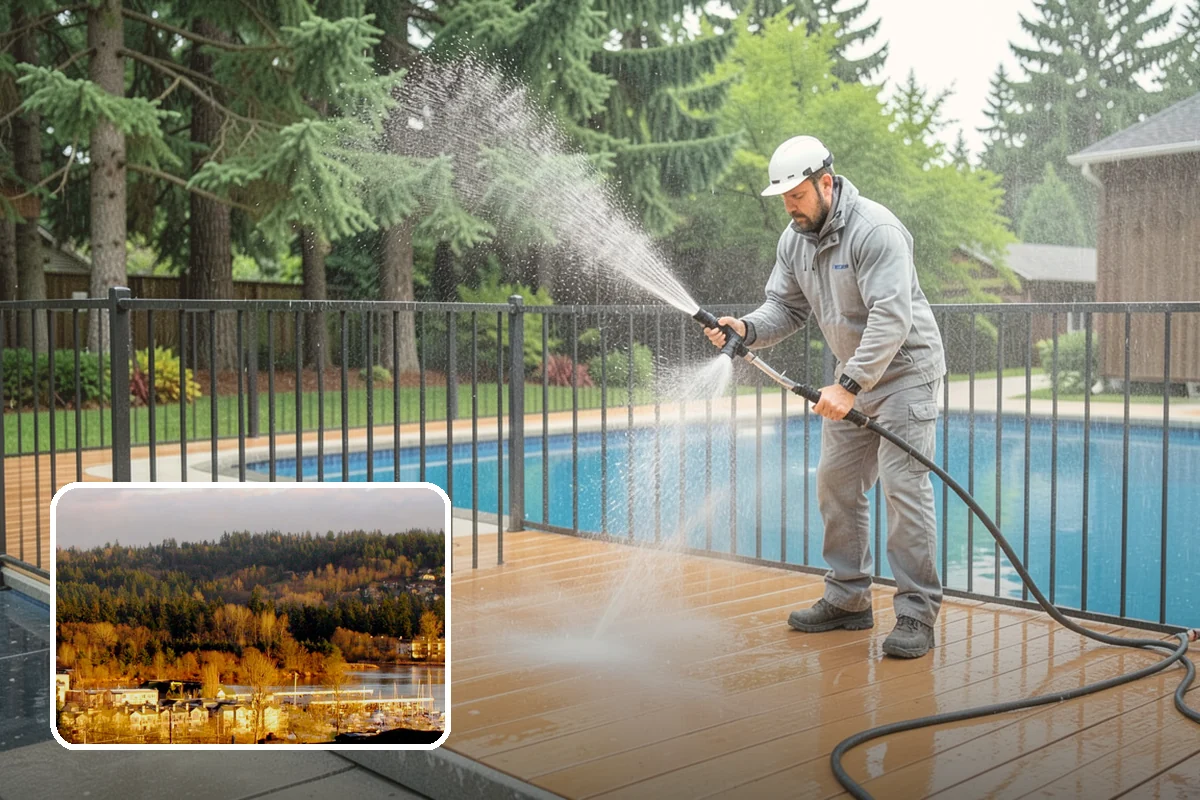 Sidewalk Pressure Washing in Kenmore, King County, WA - Eliminates the slick algae film that causes winter slips