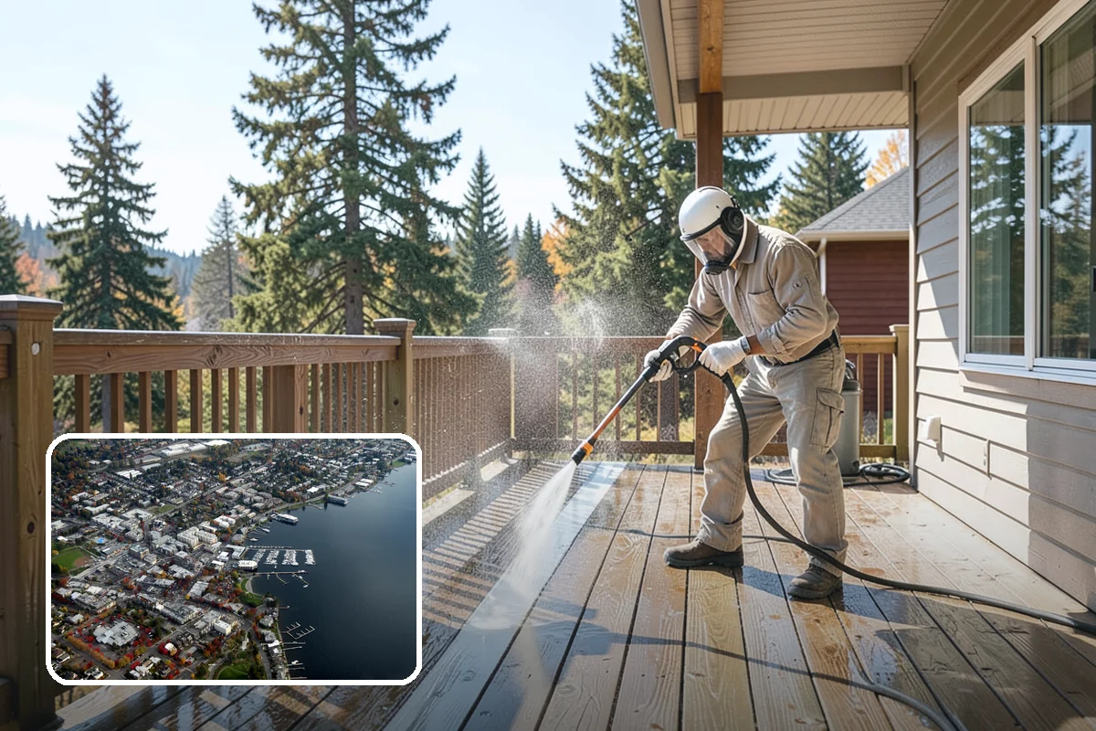 Sidewalk Pressure Washing in Kirkland, King County, WA - Eliminates the slick algae film that causes winter slips