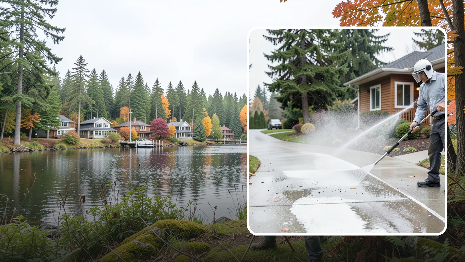 Sidewalk Pressure Washing in La Conner, Skagit County, WA - Restore slick, moss-darkened Washington sidewalks to safe, even concrete with a controlled pressure wash.