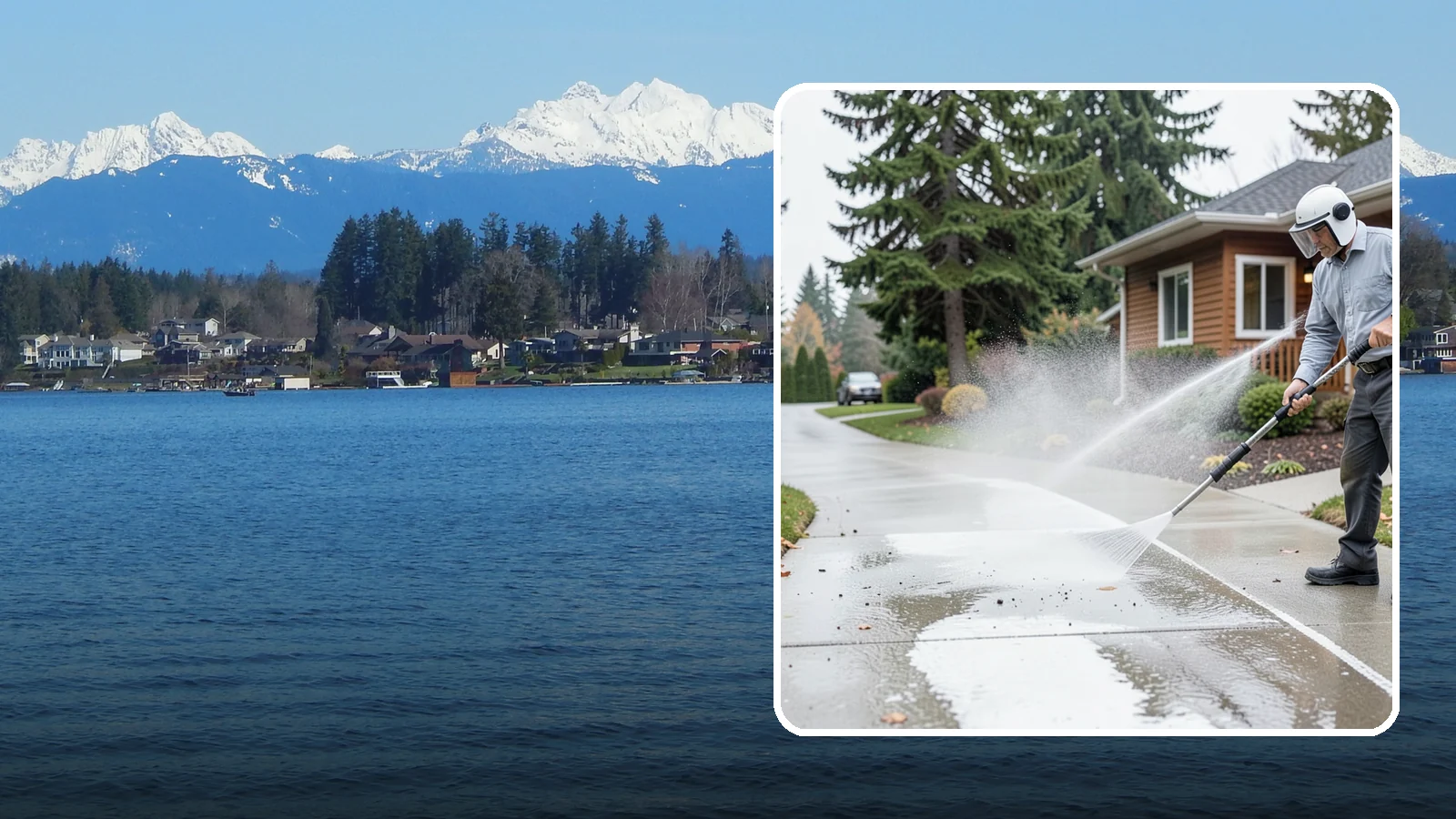 Sidewalk Pressure Washing in Lake Stevens, Snohomish County, WA - Restore slick, moss-darkened Washington sidewalks to safe, even concrete with a controlled pressure wash.