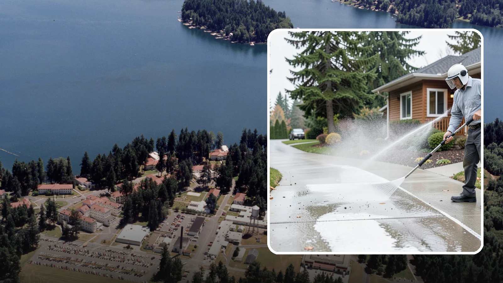 Sidewalk Pressure Washing in Lakewood, Pierce County, WA - Restore slick, moss-darkened Washington sidewalks to safe, even concrete with a controlled pressure wash.