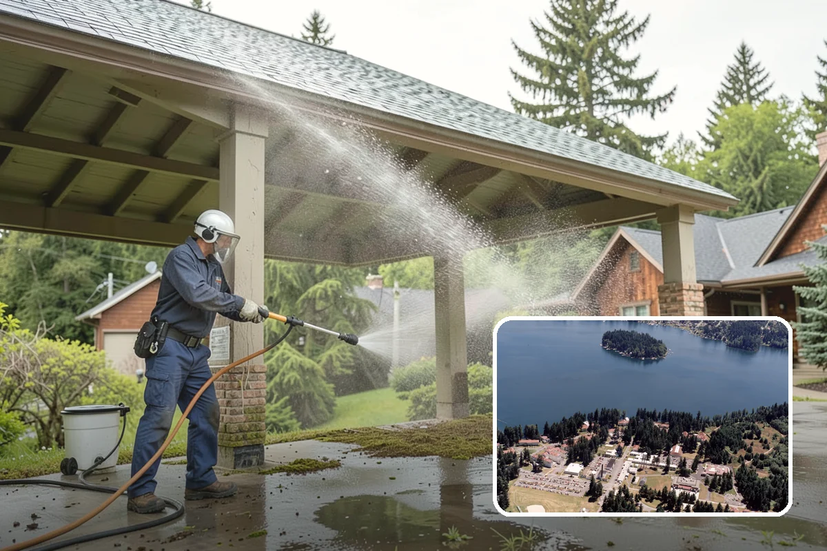 Sidewalk Pressure Washing in Lakewood, Pierce County, WA - Eliminates the slick algae film that causes winter slips