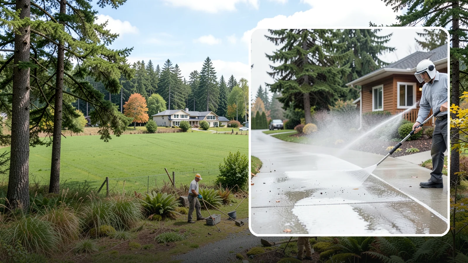 Sidewalk Pressure Washing in Lyman, Skagit County, WA - Restore slick, moss-darkened Washington sidewalks to safe, even concrete with a controlled pressure wash.