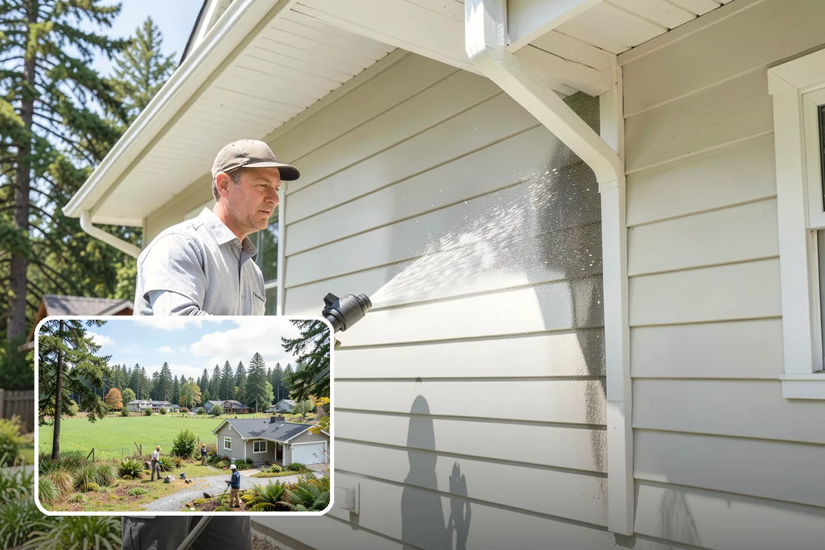 Sidewalk Pressure Washing in Lyman, Skagit County, WA - Eliminates the slick algae film that causes winter slips