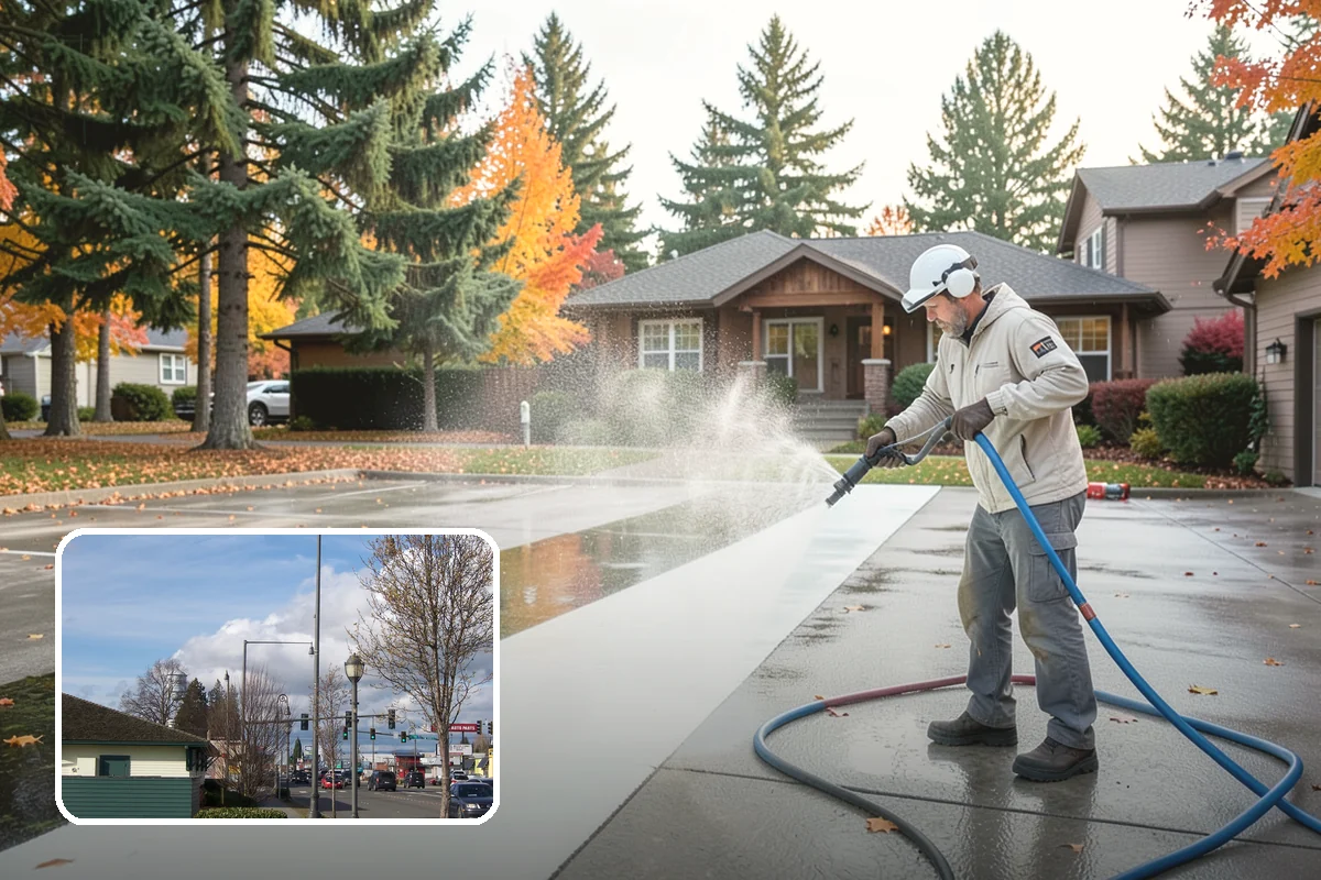 Sidewalk Pressure Washing in Marysville, Snohomish County, WA - Eliminates the slick algae film that causes winter slips