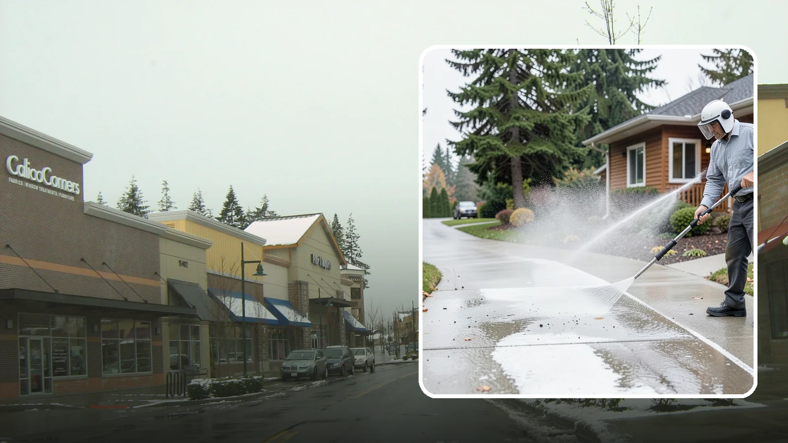 Sidewalk Pressure Washing in Mill Creek, Snohomish County, WA - Restore slick, moss-darkened Washington sidewalks to safe, even concrete with a controlled pressure wash.