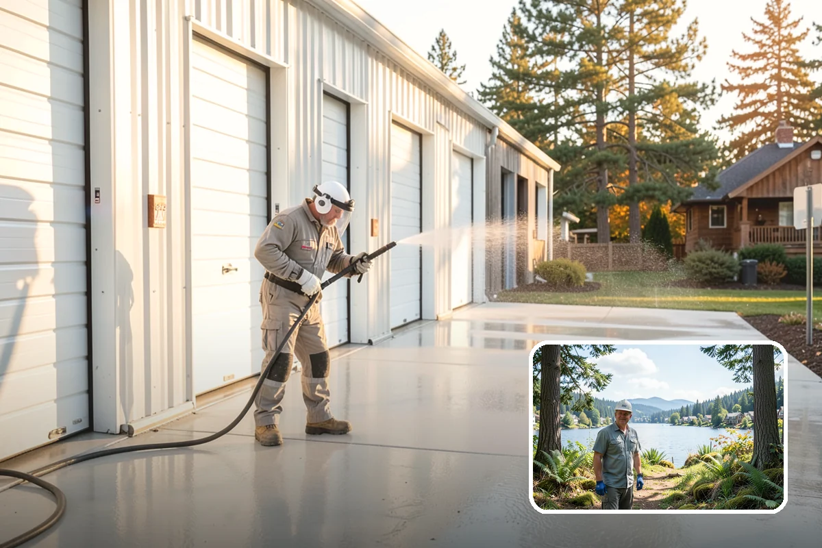 Sidewalk Pressure Washing in Milton, King County, WA - Eliminates the slick algae film that causes winter slips