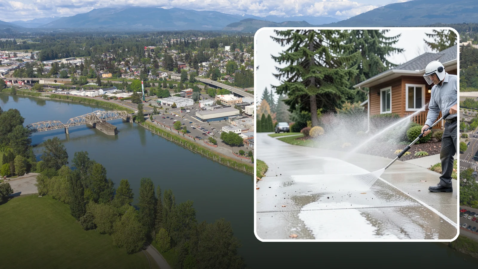 Sidewalk Pressure Washing in Mount Vernon, Skagit County, WA - Restore slick, moss-darkened Washington sidewalks to safe, even concrete with a controlled pressure wash.