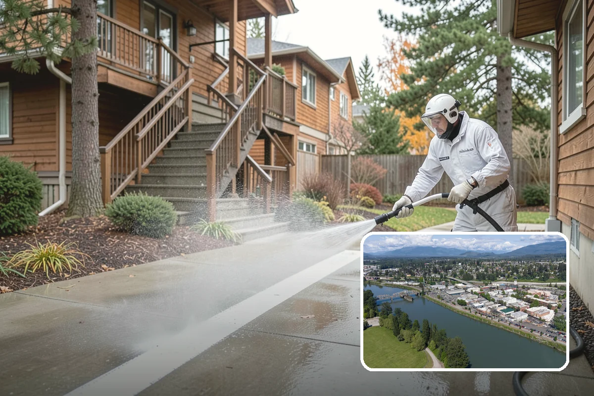 Sidewalk Pressure Washing in Mount Vernon, Skagit County, WA - Eliminates the slick algae film that causes winter slips