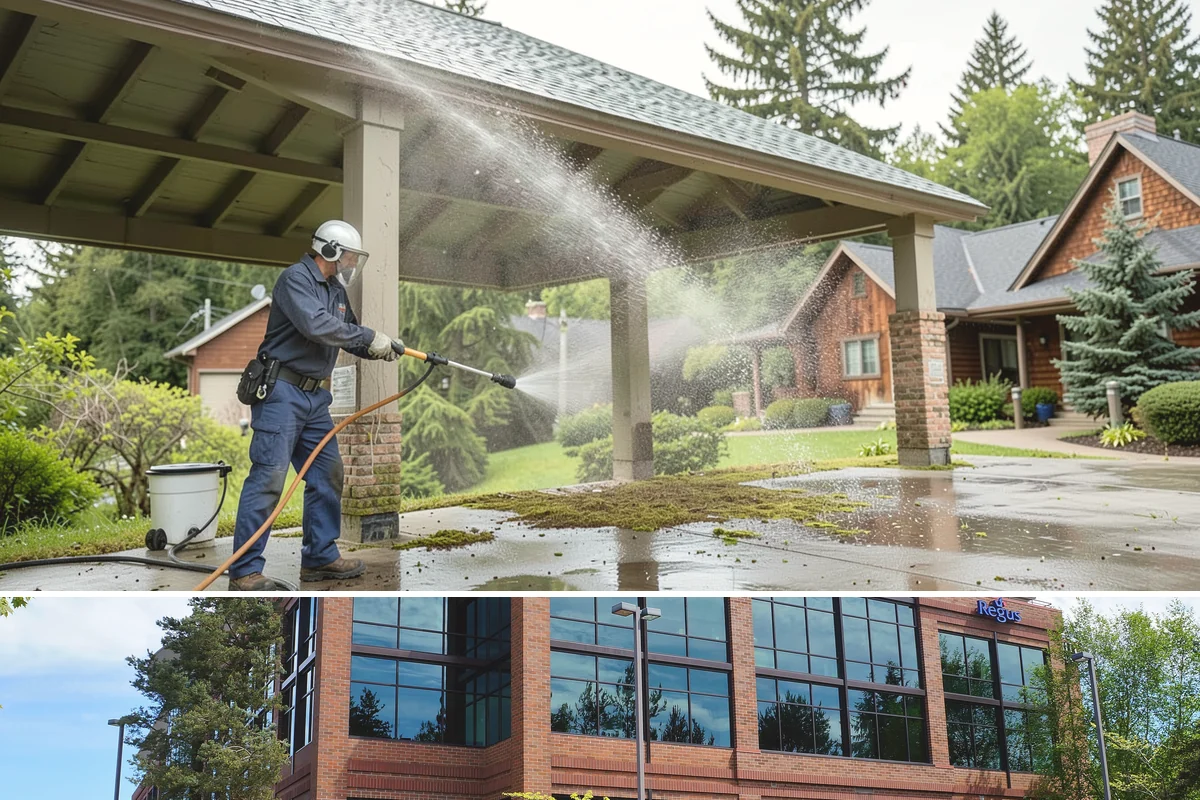 Sidewalk Pressure Washing in Mountlake Terrace, Snohomish County, WA - Late spring through early fall is ideal, once the heaviest rains ease and the concrete can dry between passes.