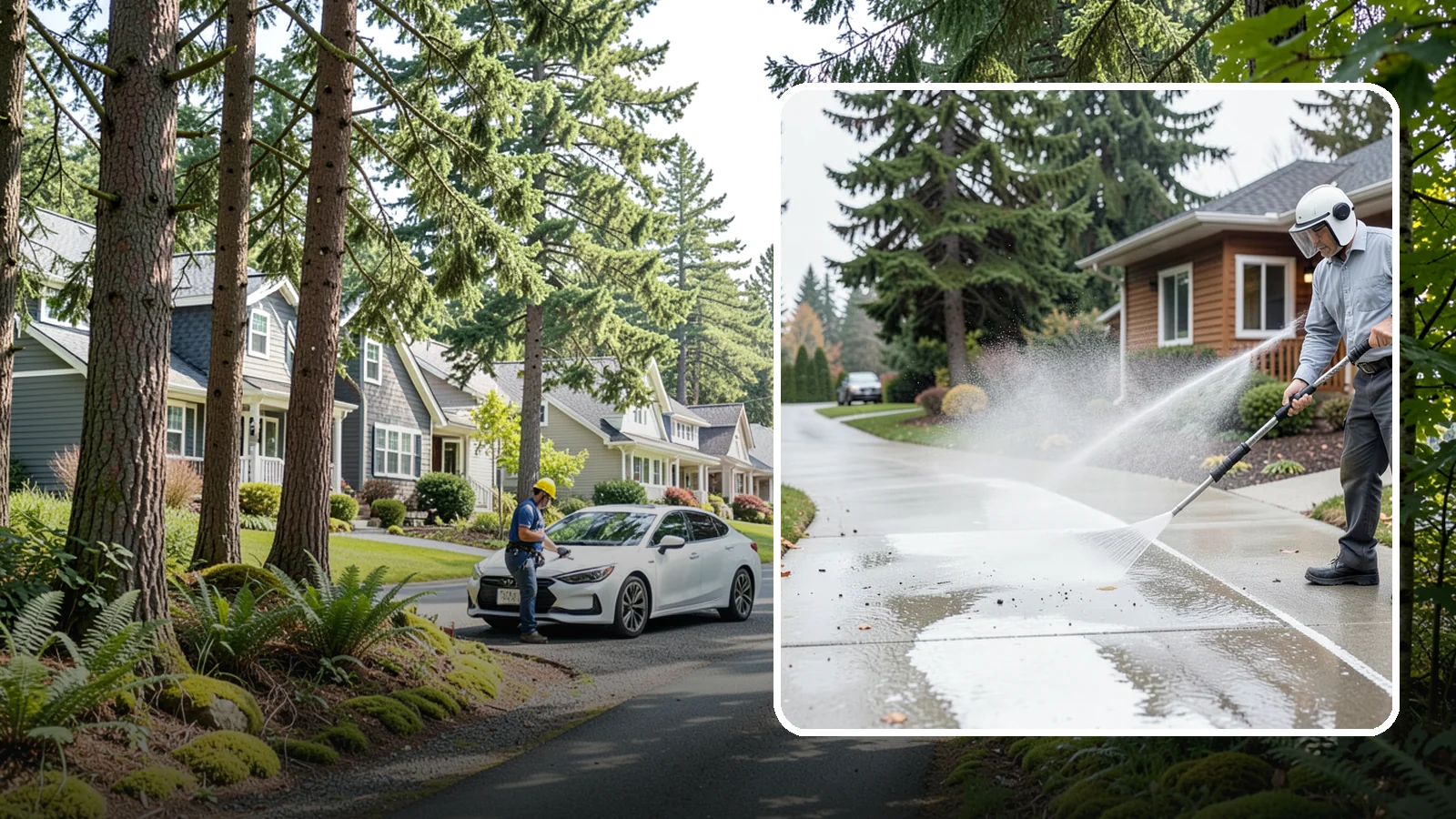 Sidewalk Pressure Washing in Normandy Park, King County, WA - Restore slick, moss-darkened Washington sidewalks to safe, even concrete with a controlled pressure wash.